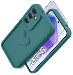 Etui do Samsung Galaxy A55 5G silikonowe serce zielone ze szkłem