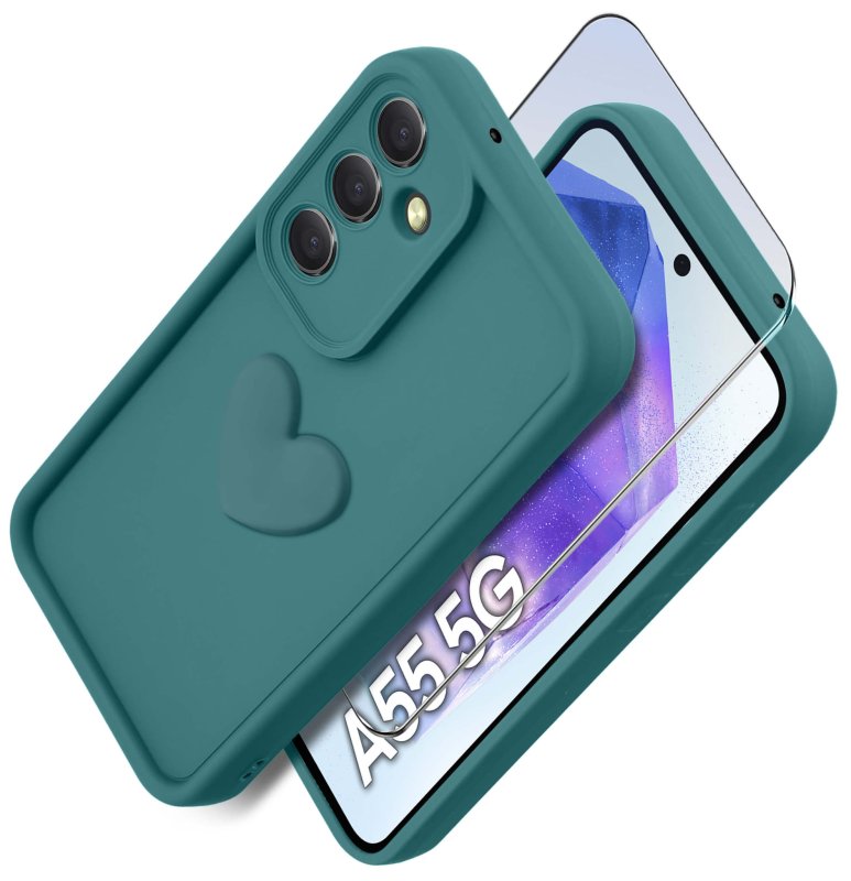 etui-do-samsung-galaxy-a55-5g-silikonowe-serce-zielone-ze-szklem