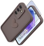 Etui do Samsung Galaxy A55 5G silikonowe serce brązowe ze szkłem