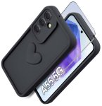 Etui do Samsung Galaxy A55 5G silikonowe serce czarne ze szkłem