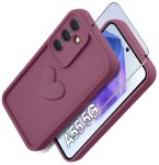 Etui do Samsung Galaxy A55 5G silikonowe serce burgundowe ze szkłem