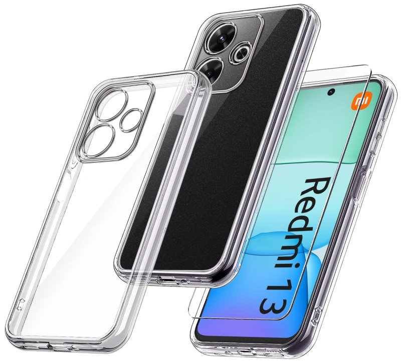 etui-do-xiaomi-redmi-13-4g-bezbarwne-wzmacniane-ze-szklem