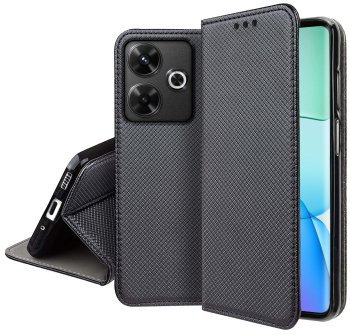 Etui do Xiaomi Redmi 13 4G czarne zamykane ze szkłem