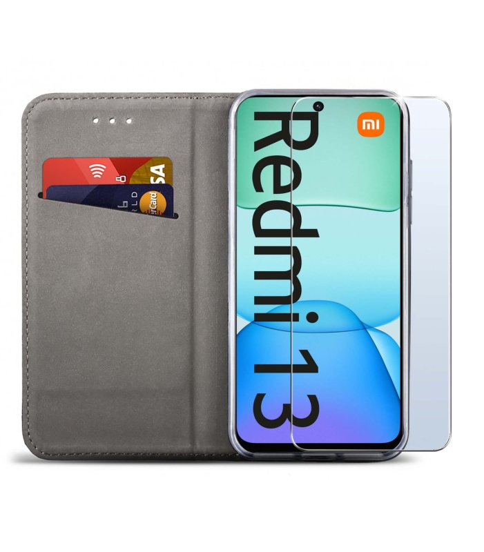 etui-do-xiaomi-redmi-13-4g-czarne-zamykane-ze-szklem