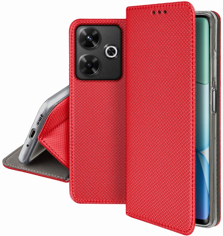 etui-do-xiaomi-redmi-13-4g-czerwone-zamykane-ze-szklem