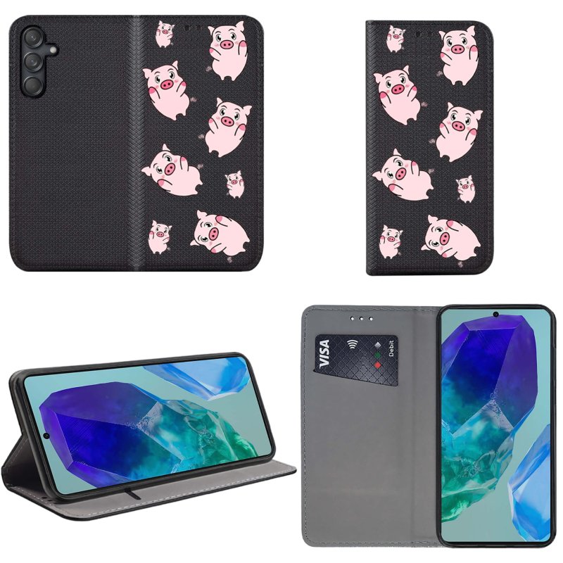 etui-do-samsung-galaxy-m55-5g-zamykane-malowane-wzor-swinki-ze-szklem