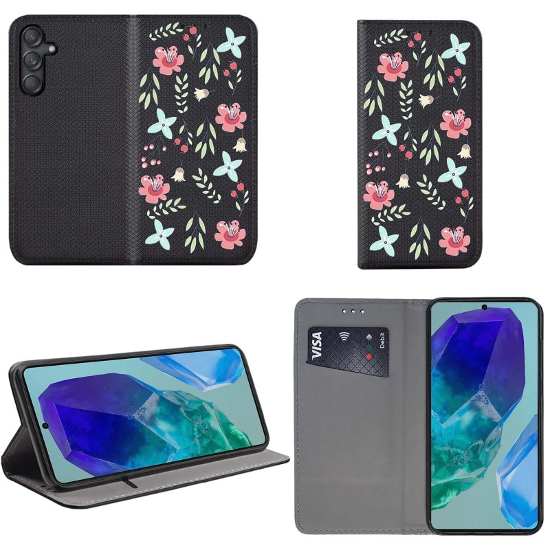 etui-do-samsung-galaxy-m55-5g-zamykane-malowane-wzor-kwiaty-ze-szklem