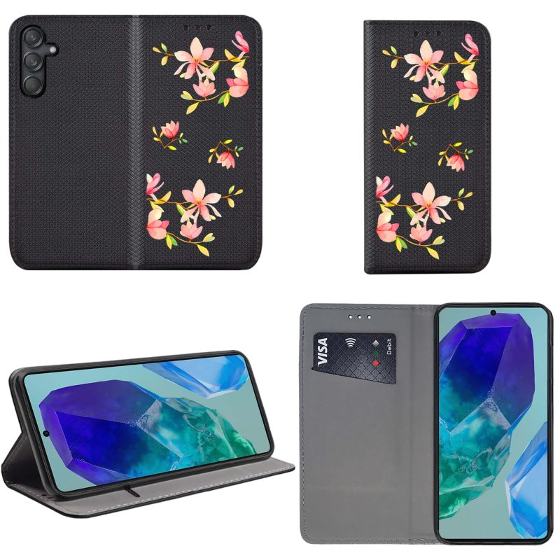 etui-do-samsung-galaxy-m55-5g-zamykane-malowane-wzor-kwiatki-ze-szklem