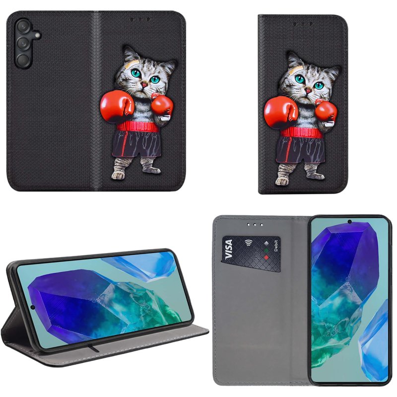 etui-do-samsung-galaxy-m55-5g-zamykane-malowane-wzor-kot-ze-szklem