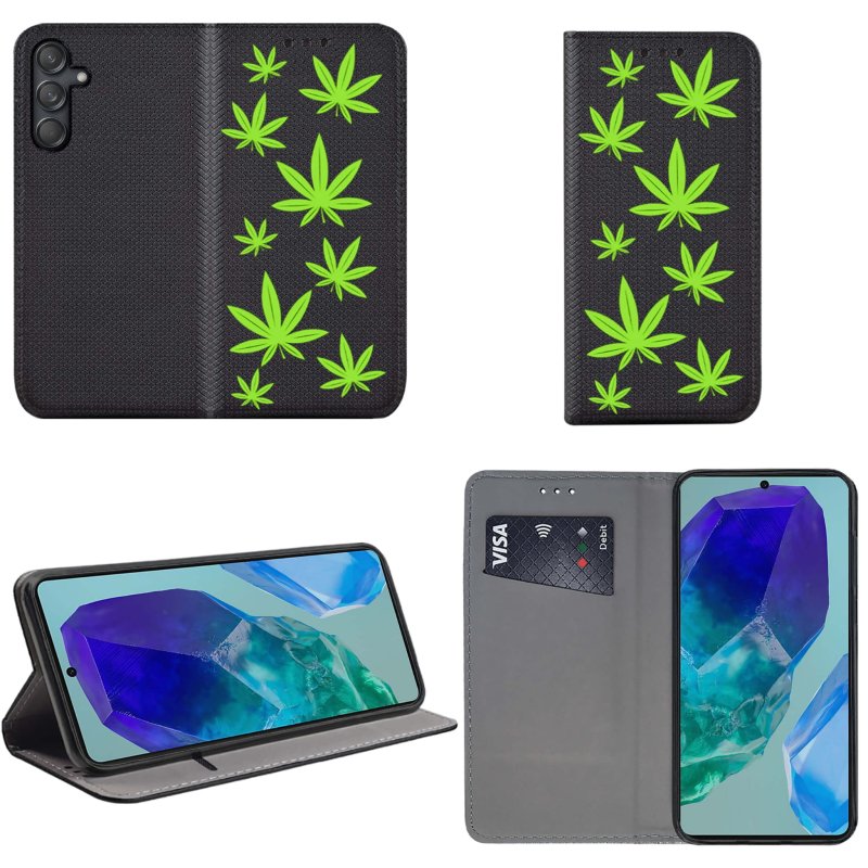 etui-do-samsung-galaxy-m55-5g-zamykane-malowane-wzor-liscie-ze-szklem