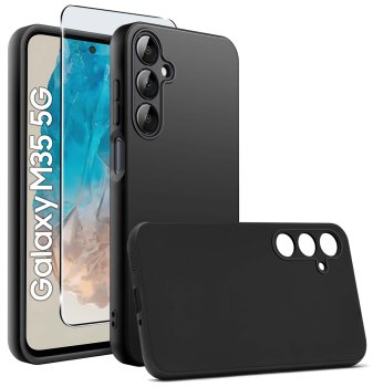 Etui do Samsung Galaxy M35 5G czarne matowe ze szkłem