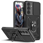 Etui do Samsung Galaxy M35 5G pancerne ring z osłoną na aparat czarne ze szkłem