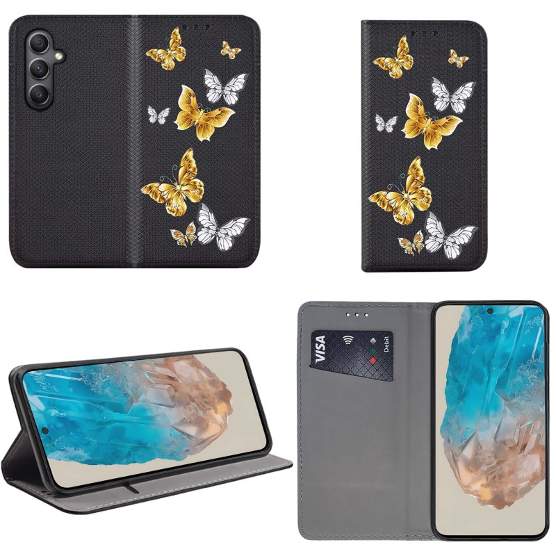etui-do-samsung-galaxy-m35-5g-zamykane-malowane-wzor-motyle-ze-szklem