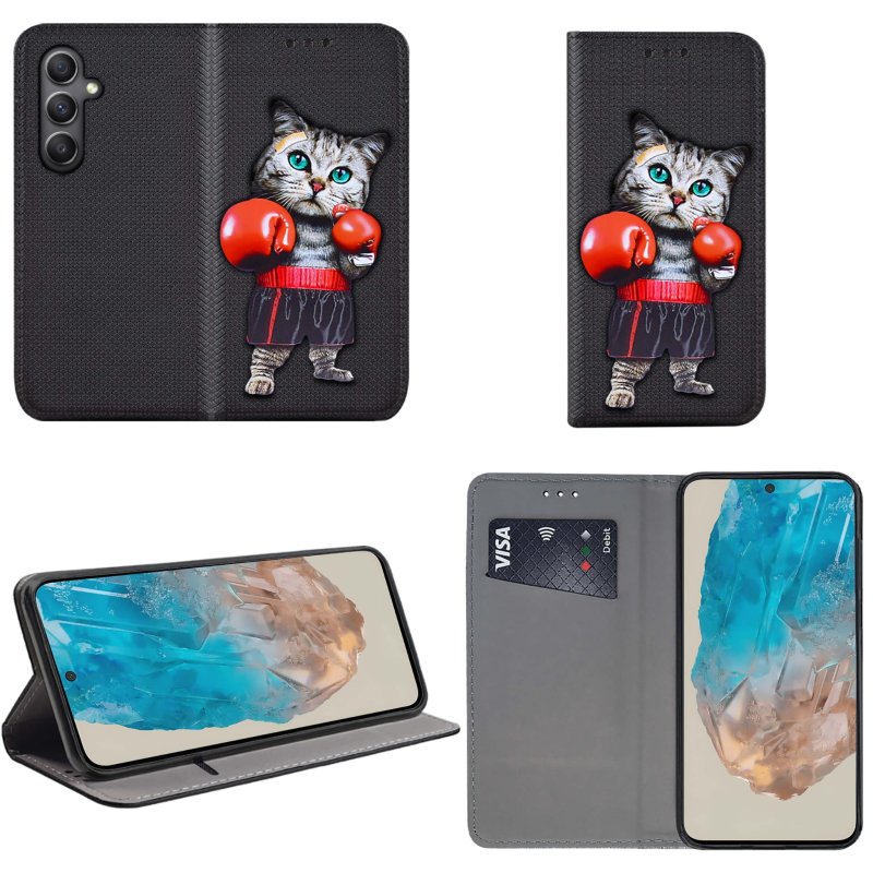 etui-do-samsung-galaxy-m35-5g-zamykane-malowane-wzor-kot-ze-szklem