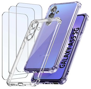 Etui do Samsung Galaxy A55 5G przeźroczyste z zestawem 3 szkieł