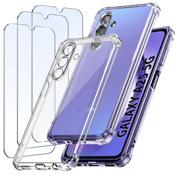 Etui do Samsung Galaxy A25 5G przeźroczyste z zestawem 3 szkieł