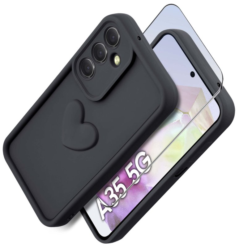 etui-do-samsung-galaxy-a35-5g-silikonowe-serce-czarne-ze-szklem