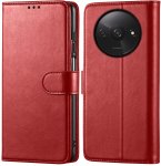 Etui do Xiaomi Redmi A3 czerwone magnetyczne z klapką ze szkłem