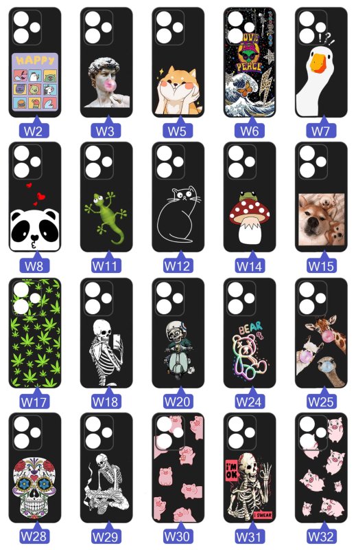 etui-do-xiaomi-redmi-13-4g-rozne-wzory-śmieszne-ze-szklem