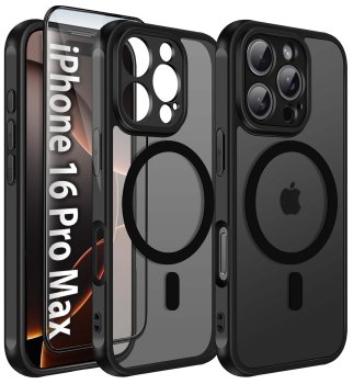 Etui do Iphone 16 Pro Max Magsafe Matt czarne ze szkłem