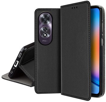 Etui do Oppo A60 4G czarne magnetyczne zamykane ze szkłem