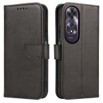 Etui do Oppo A60 4G skórzane z klapką czarne ze szkłem