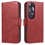 Etui do Oppo A60 4G skórzane z klapką bordowe ze szkłem