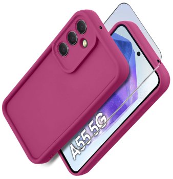 Etui do Samsung Galaxy A55 5G różowe wzmacniane silikonowe ze szkłem