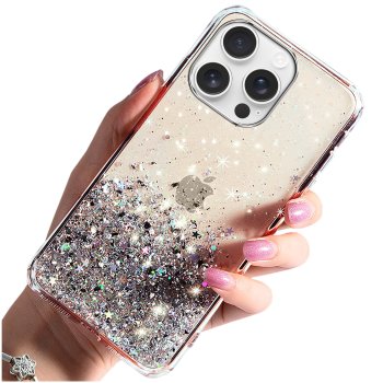 Etui do Iphone 16 Pro brokat przeźroczyste ze szkłem