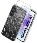 Etui do Samsung Galaxy A55 5G silikonowe diamond czarne ze szkłem
