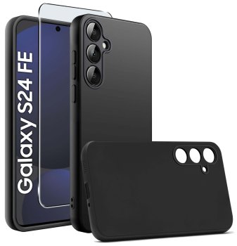 Etui do Samsung Galaxy S24 Fe czarne matowe ze szkłem