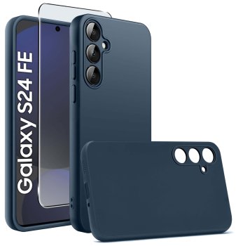 Etui do Samsung Galaxy S24 Fe granatowe matowe ze szkłem