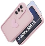 Etui do Samsung Galaxy S24 Fe silikonowe serce jasnoróżowe ze szkłem