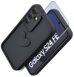 Etui do Samsung Galaxy S24 Fe silikonowe serce czarne ze szkłem