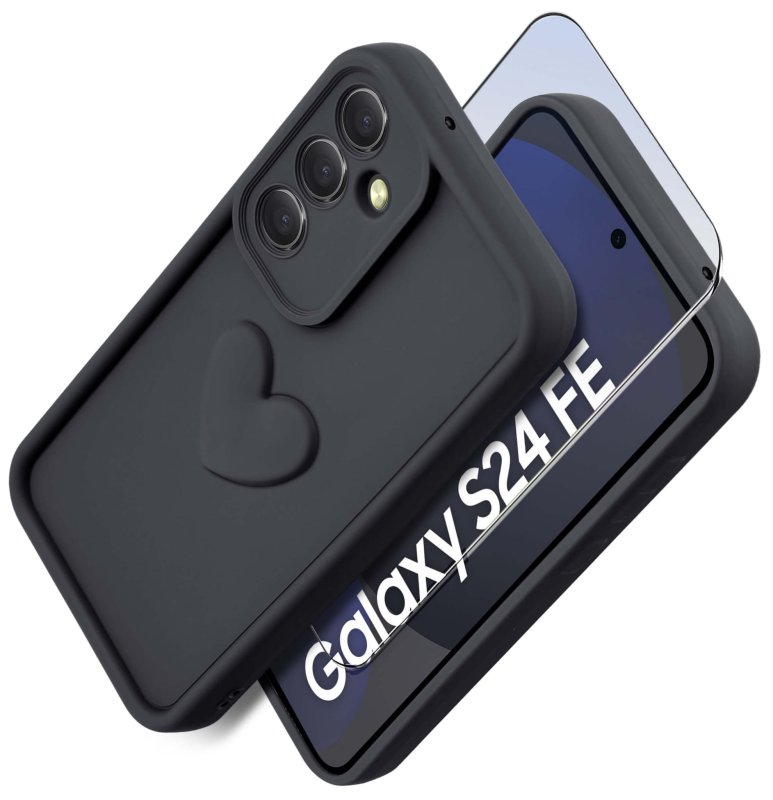 etui-do-samsung-galaxy-s24-fe-silikonowe-serce-czarne-ze-szklem