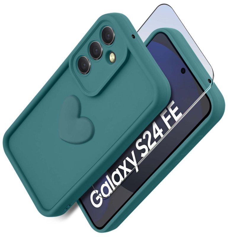 etui-do-samsung-galaxy-s24-fe-silikonowe-serce-zielone-ze-szklem