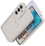 Etui do Samsung Galaxy M35 5G silikonowe serce białe ze szkłem