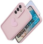 Etui do Samsung Galaxy M35 5G silikonowe serce jasnoróżowe ze szkłem