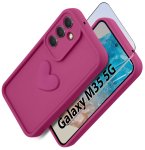 Etui do Samsung Galaxy M35 5G silikonowe serce różowe ze szkłem