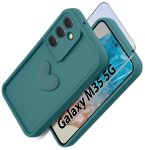 Etui do Samsung Galaxy M35 5G silikonowe serce zielone ze szkłem