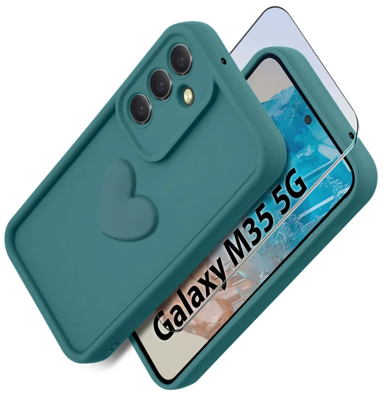 etui-do-samsung-galaxy-m35-5g-silikonowe-serce-zielone-ze-szklem
