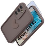 Etui do Samsung Galaxy M35 5G silikonowe serce brazowe ze szkłem
