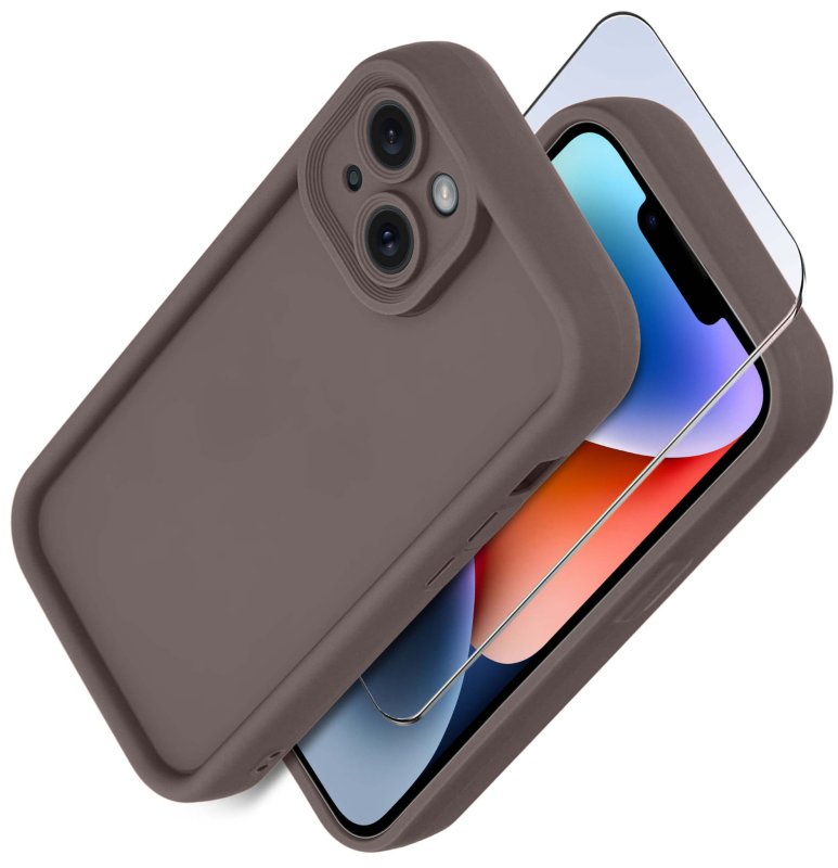 etui-do-iphone-13-14-brazowe-wzmacniane-silikonowe-ze-szklem