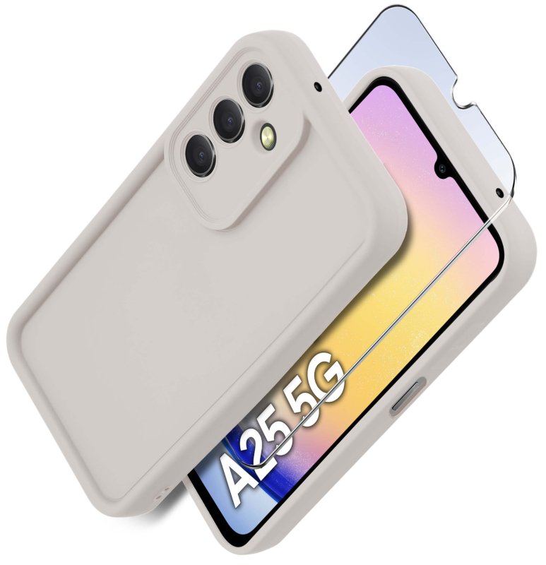 etui-do-samsung-galaxy-a25-5g-biale-wzmacniane-silikonowe-ze-szklem