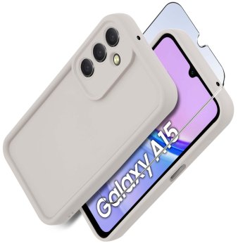 Etui do Samsung Galaxy A15 5G białe wzmacniane silikonowe ze szkłem