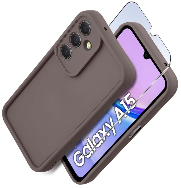 etui-do-samsung-galaxy-a15-5g-brazowe-wzmacniane-silikonowe-ze-szklem