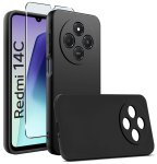 Etui do Xiaomi Redmi 14C czarne matowe ze szkłem