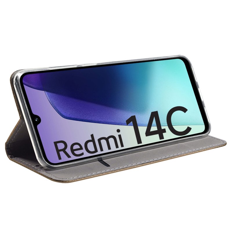 etui-do-xiaomi-redmi-14c-zlote-zamykane-ze-szklem