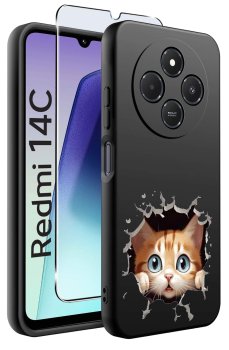 Etui do Xiaomi Redmi 14C różne wzory z kotem ze szkłem