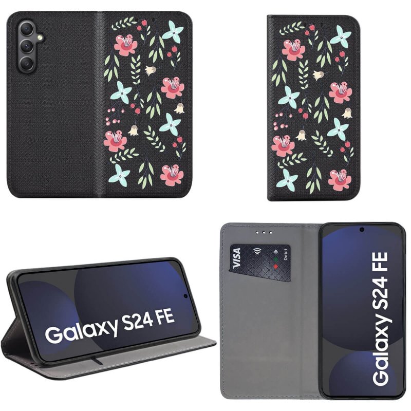 etui-do-samsung-galaxy-s24-fe-zamykane-malowane-wzor-kwiaty-ze-szklem